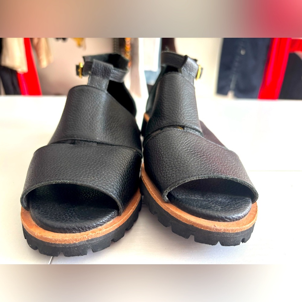 Mafalda Black Leather Sandle With Buckle Detail Size 36/5 - Picture 5 of 9